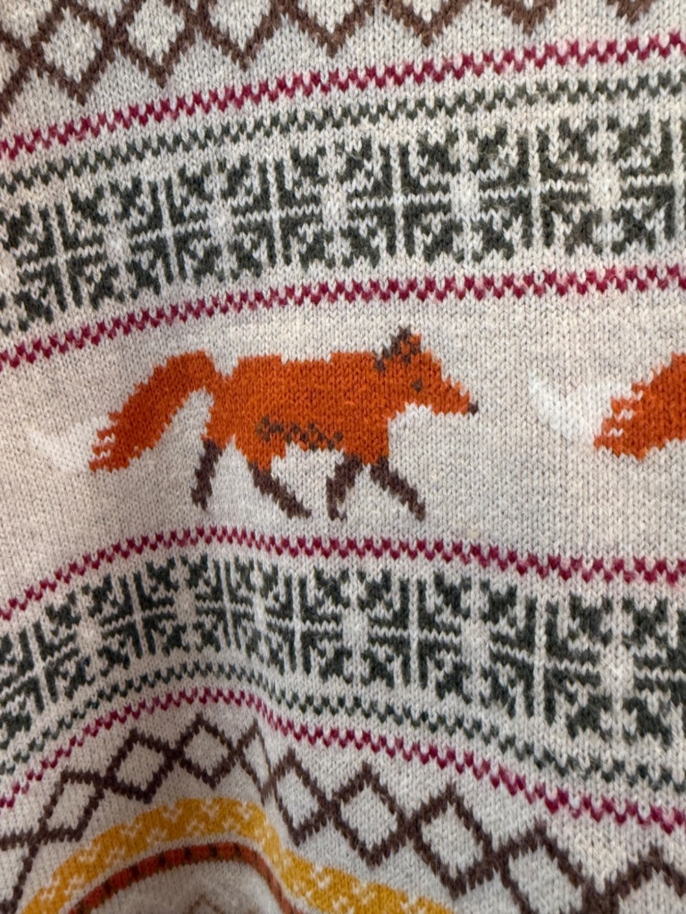 Talbots Fox Fair Isle Print Sweater, Size XL - Picture 3 of 4
